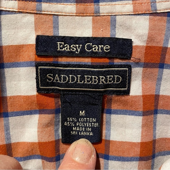 Saddlebred easy care men’s button up tartan plaid shirt size M used - Picture 4 of 8